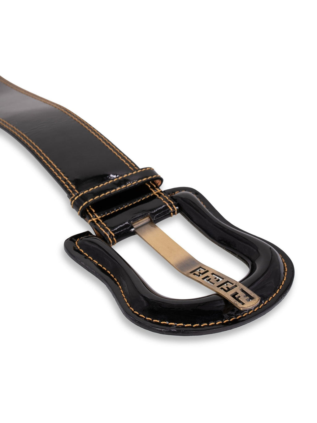 Fendi Patent Leather Zucca Oversized B Belt Black