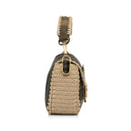 Fendi Pequin Canvas and Raffia Baguette (SHG-LMio6U)