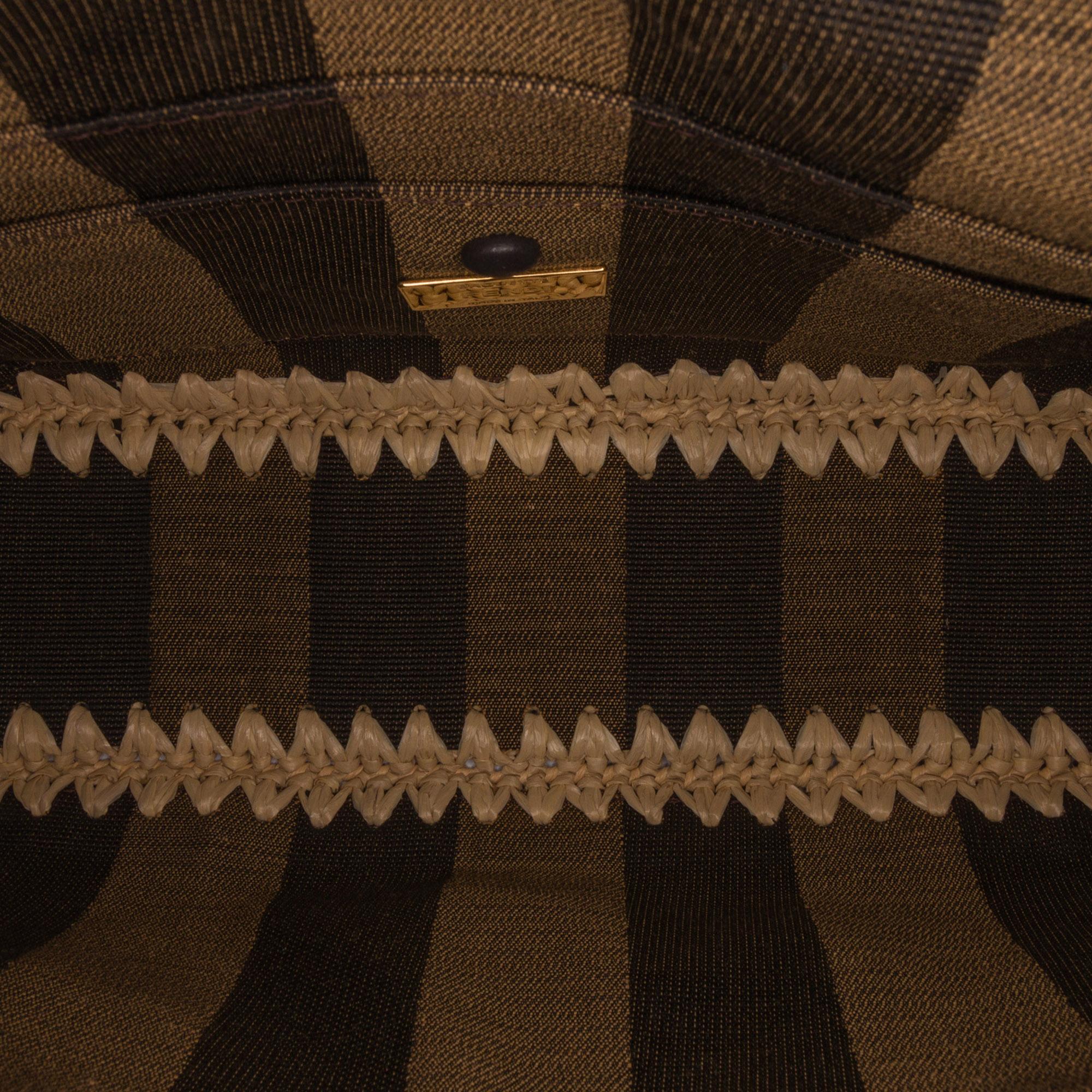 Fendi Pequin Canvas and Raffia Baguette (SHG-LMio6U)