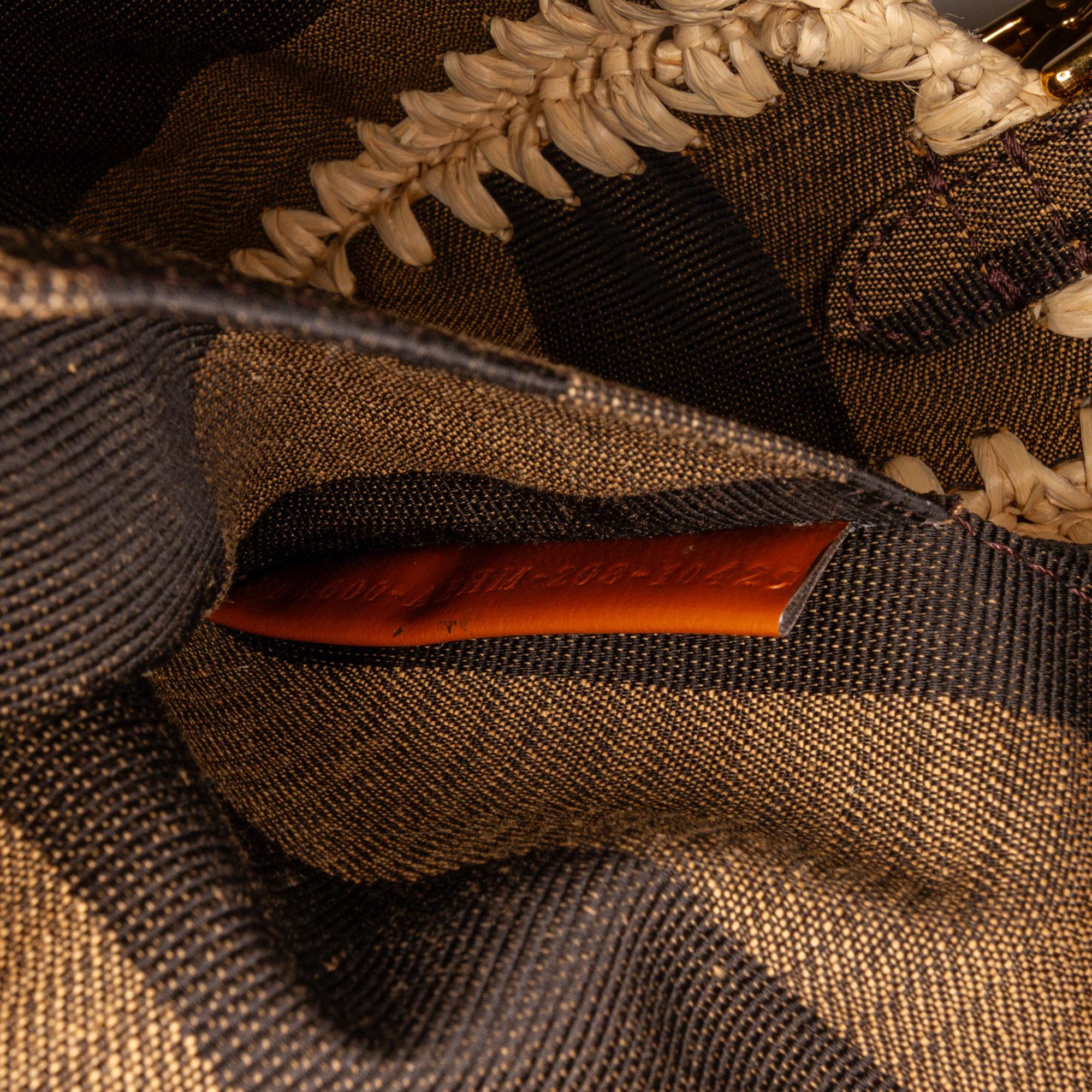 Fendi Pequin Canvas and Raffia Mamma Baguette (SHG-sSRqPf)