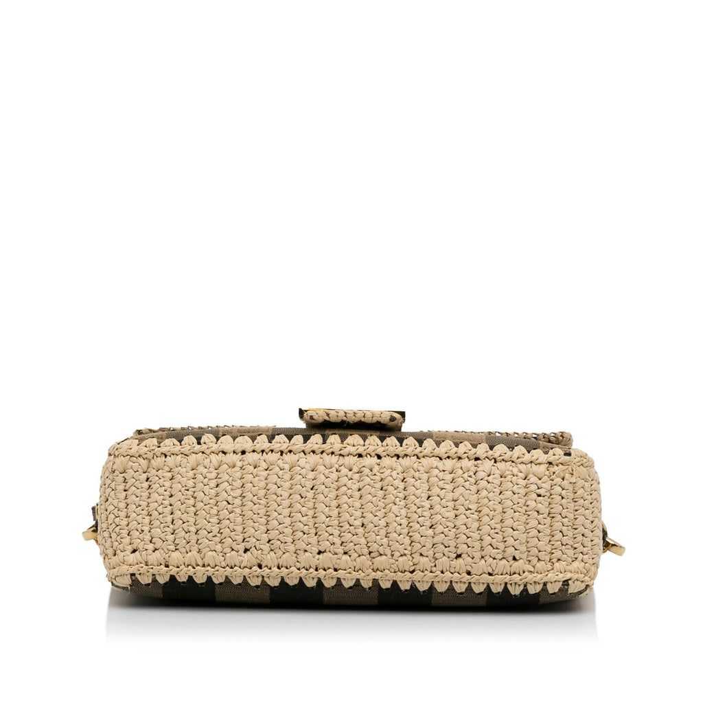 Fendi Pequin Canvas and Raffia Mamma Baguette (SHG-sSRqPf)