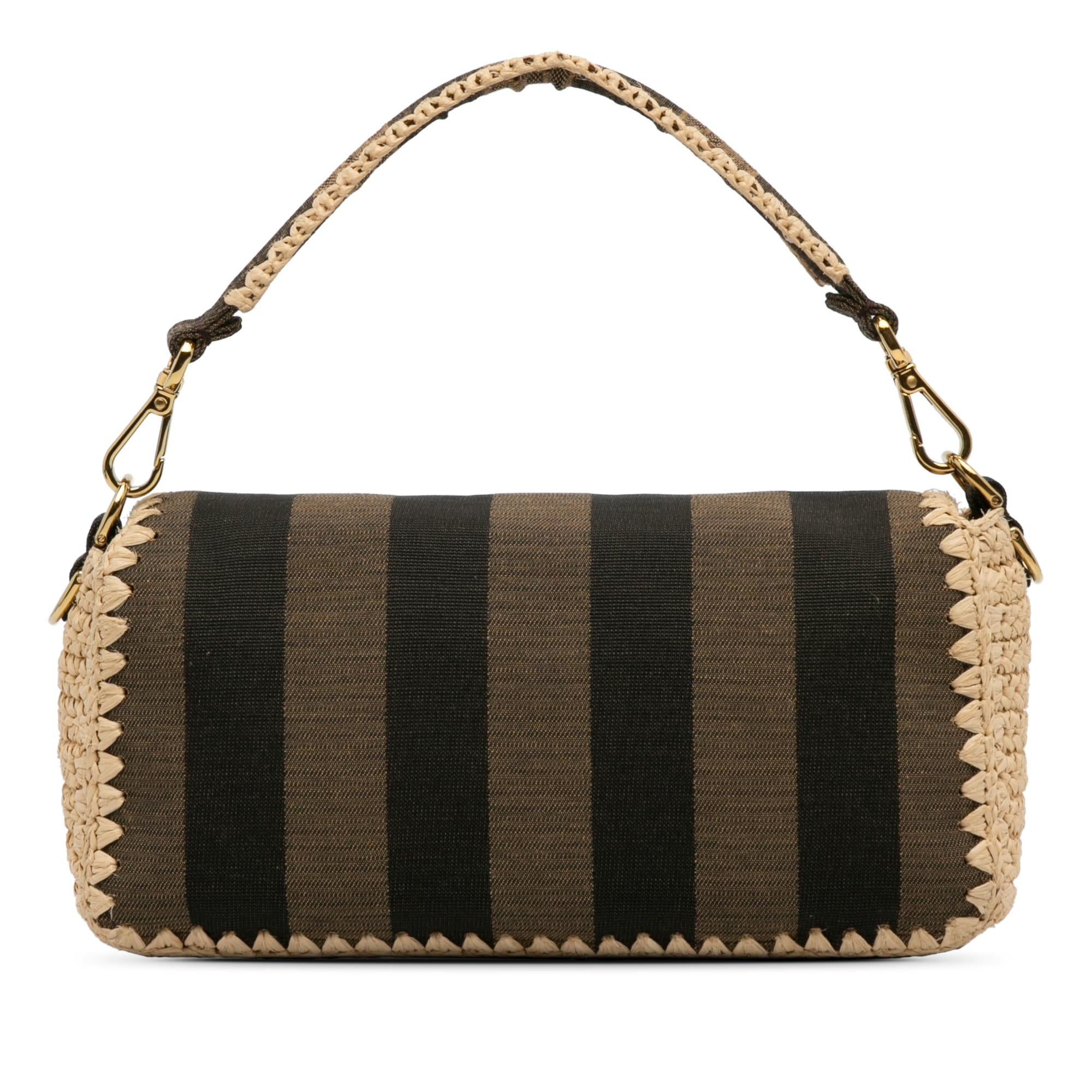 Fendi Pequin Canvas and Raffia Mamma Baguette (SHG-g32SBG)