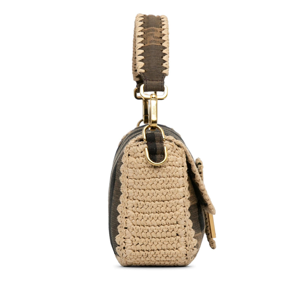Fendi Pequin Canvas and Raffia Mamma Baguette (SHG-g32SBG)