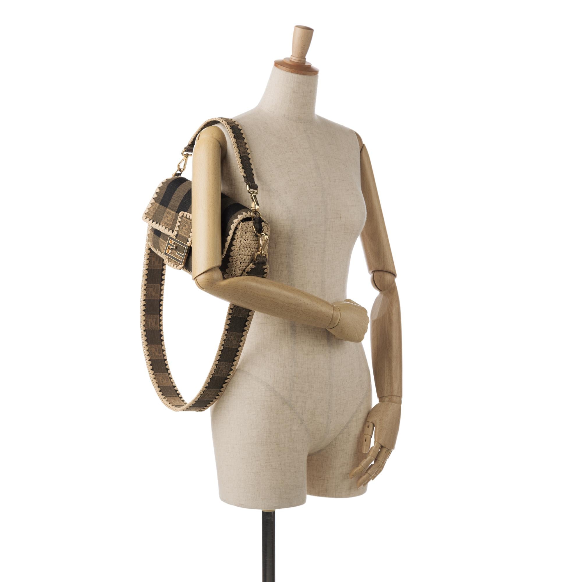 Fendi Pequin Canvas and Raffia Mamma Baguette (SHG-g32SBG)