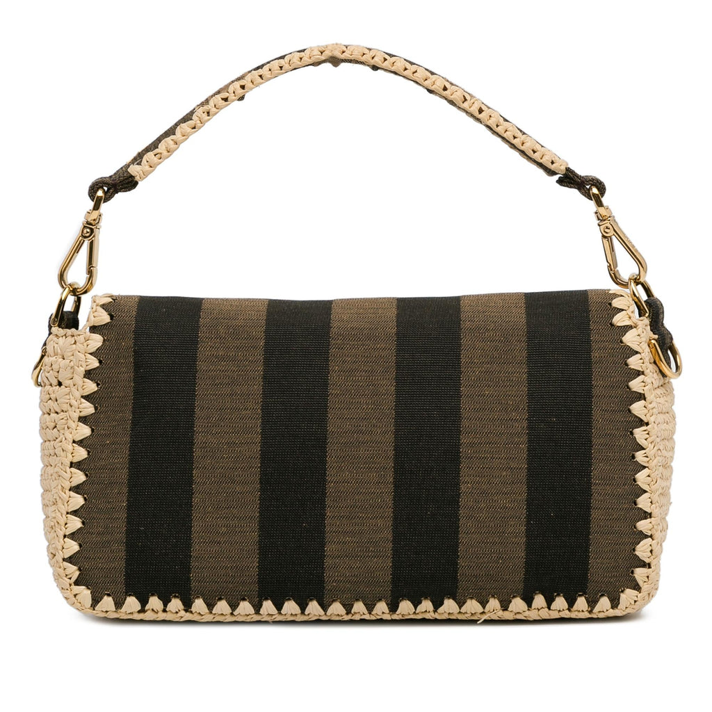 Fendi Pequin Canvas and Raffia Mamma Baguette (SHG-MJAC72)