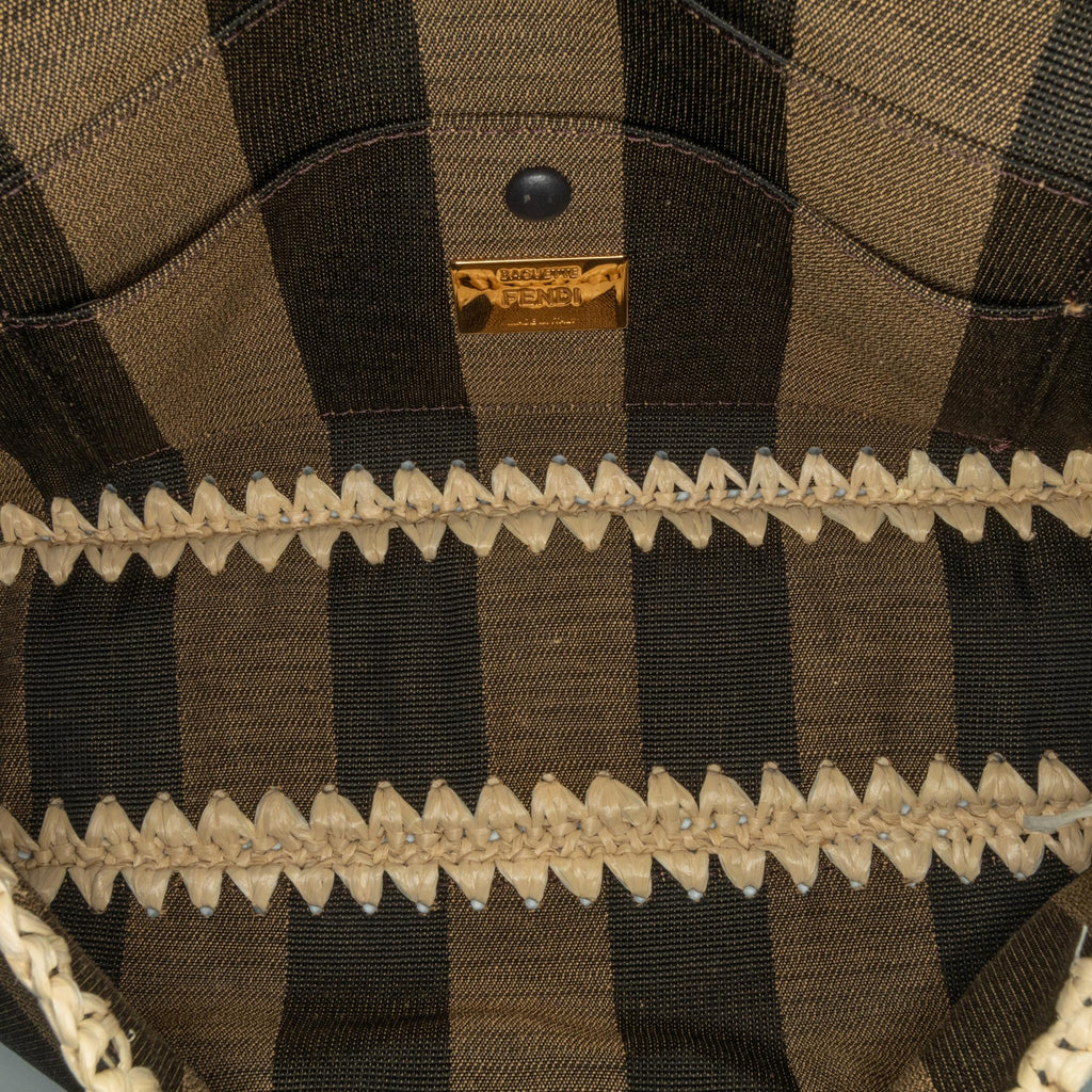 Fendi Pequin Canvas and Raffia Mamma Baguette (SHG-MJAC72)