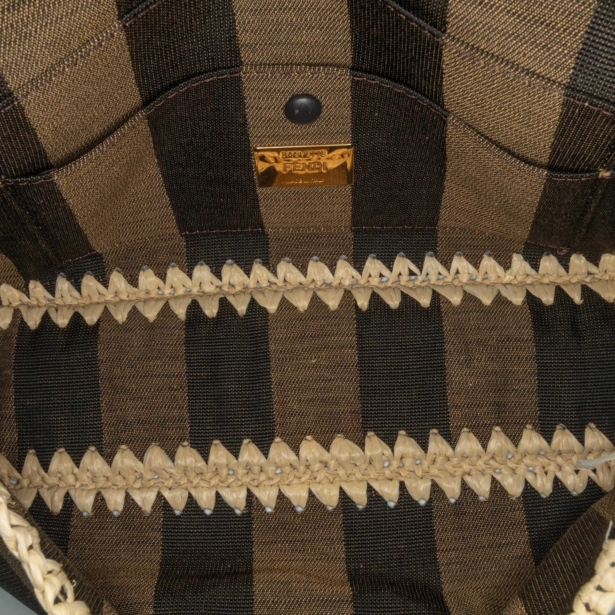 Fendi Pequin Canvas and Raffia Mamma Baguette (SHG-MJAC72)