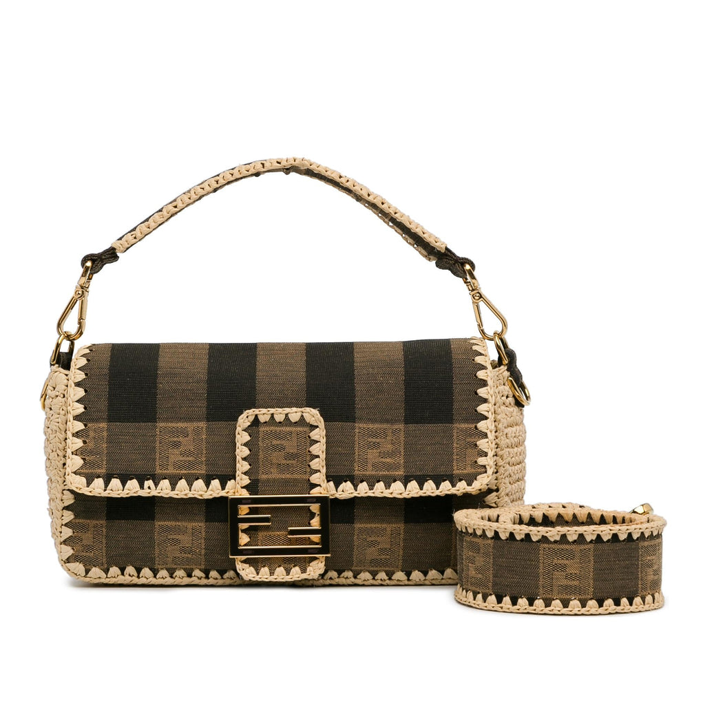 Fendi Pequin Canvas and Raffia Mamma Baguette (SHG-MJAC72)