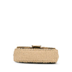 Fendi Pequin Gingham Canvas And Raffia Baguette Satchel (SHG-mQy3HF)