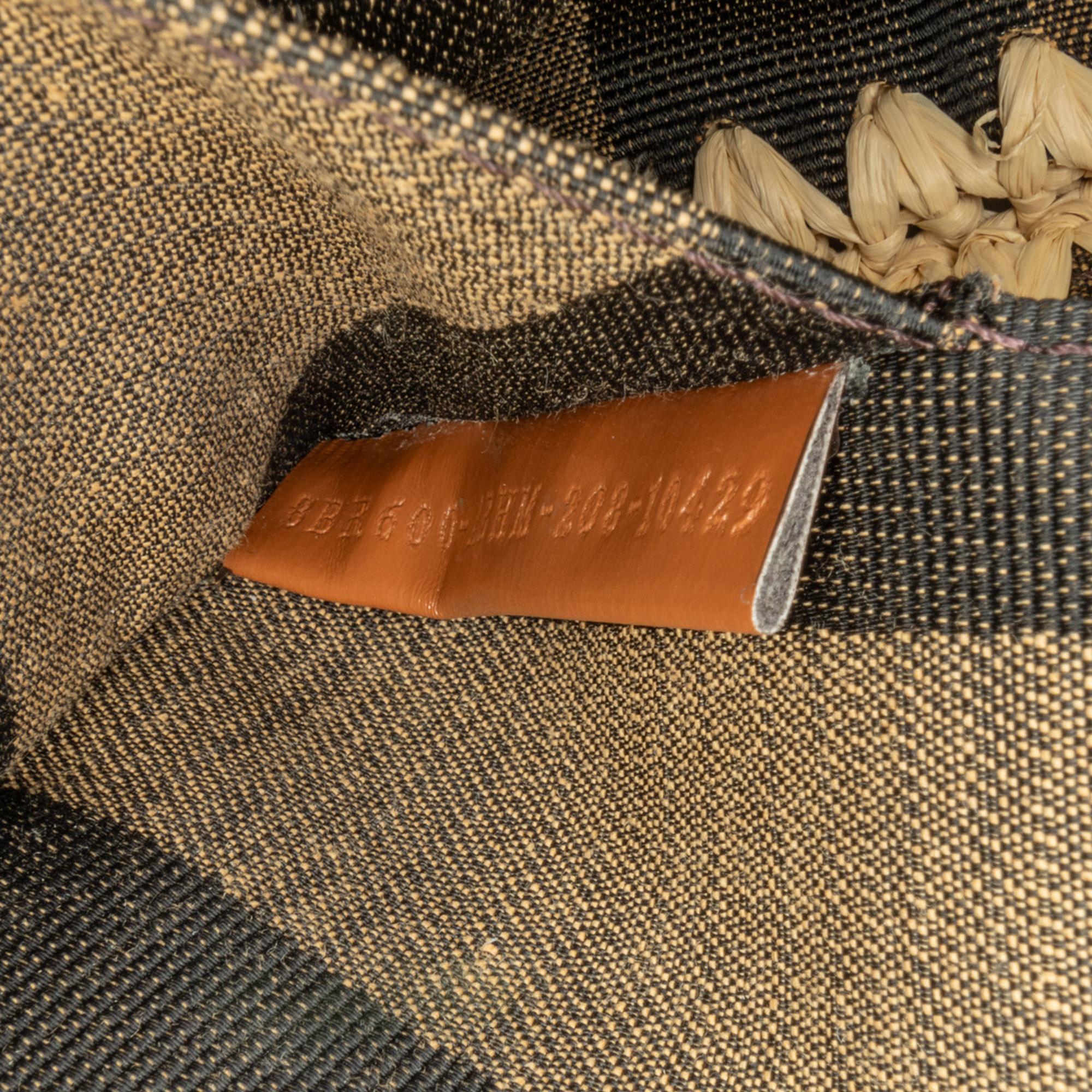 Fendi Pequin Gingham Canvas And Raffia Baguette Satchel (SHG-mQy3HF)