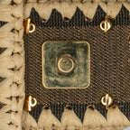 Fendi Pequin Gingham Canvas And Raffia Baguette Satchel (SHG-mQy3HF)
