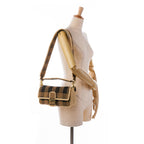 Fendi Pequin Gingham Canvas And Raffia Baguette Satchel (SHG-mQy3HF)