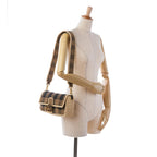 Fendi Pequin Gingham Canvas And Raffia Baguette Satchel (SHG-mQy3HF)