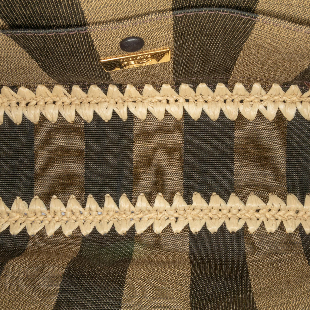 Fendi Pequin Gingham Canvas And Raffia Baguette Satchel (SHG-mQy3HF)