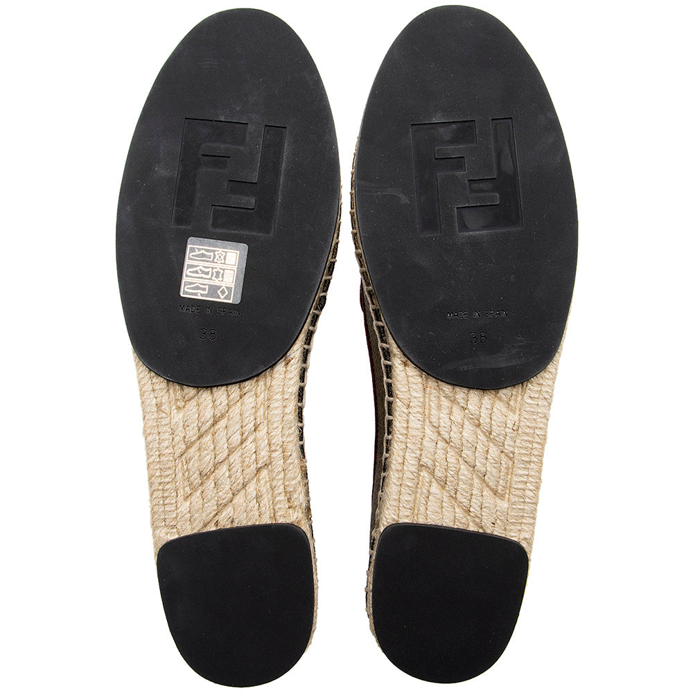 Fendi Pequin Stripe Espadrilles Flats - Size 8 / 38 (SHF-18369)