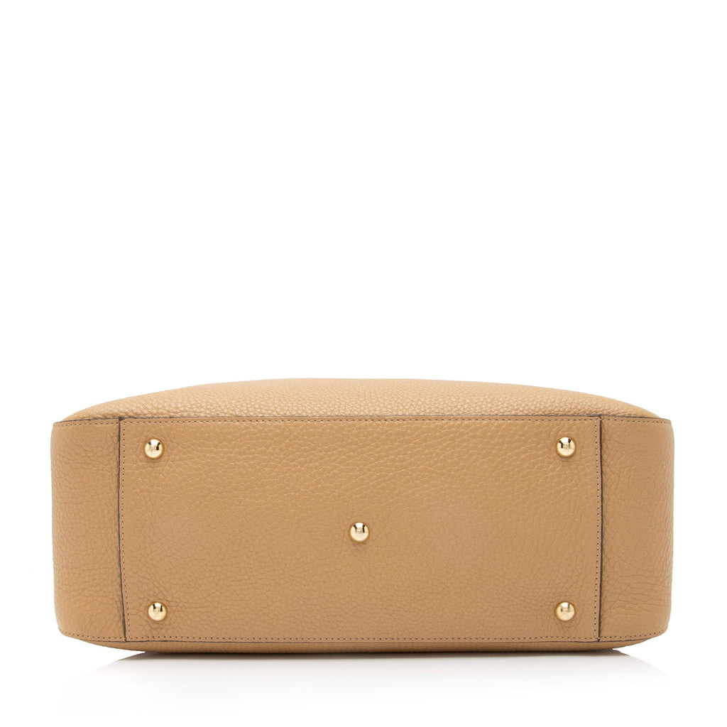 Fendi Calfskin Romano Selleria FF Handle Medium Tote (SHF-23375)