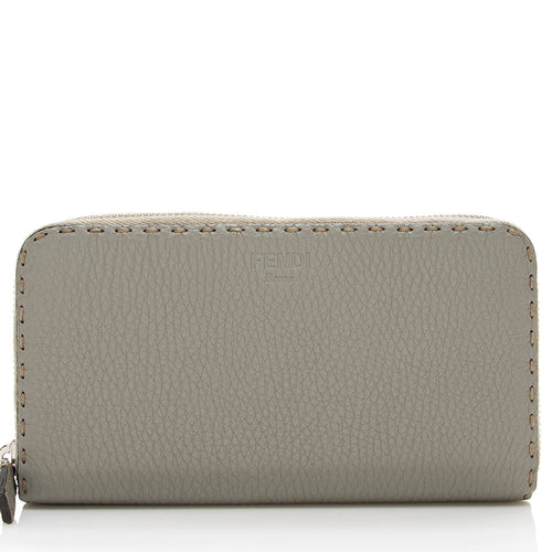 Fendi Selleria Leather Zip Around Wallet (SHF-16963)