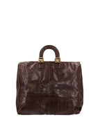 Fendi Shiny Lizard Large Zucca Weekender Travel Bag Brown