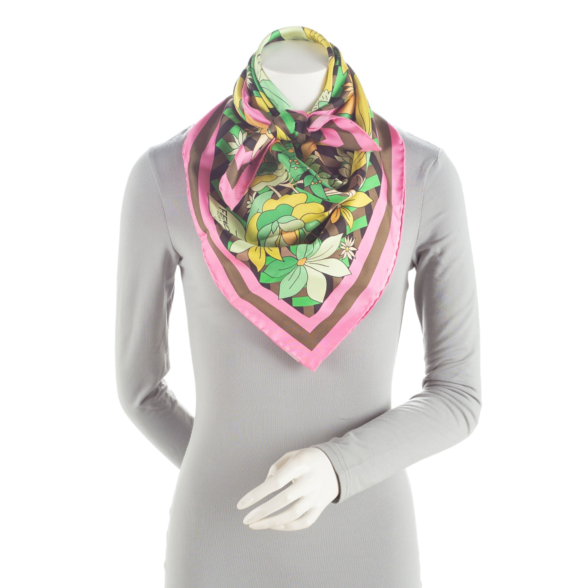 Fendi Silk Floral 90cm Scarf (SHF-Bfg7Q0)