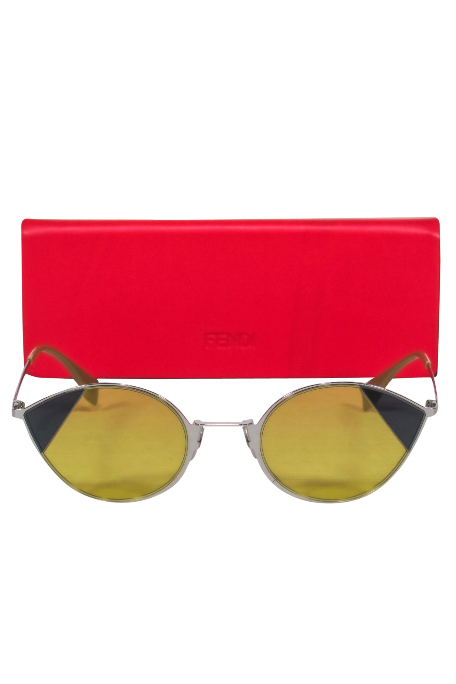 Fendi - Silver Cat Eye Sunglasses w/ Yellow Lenses