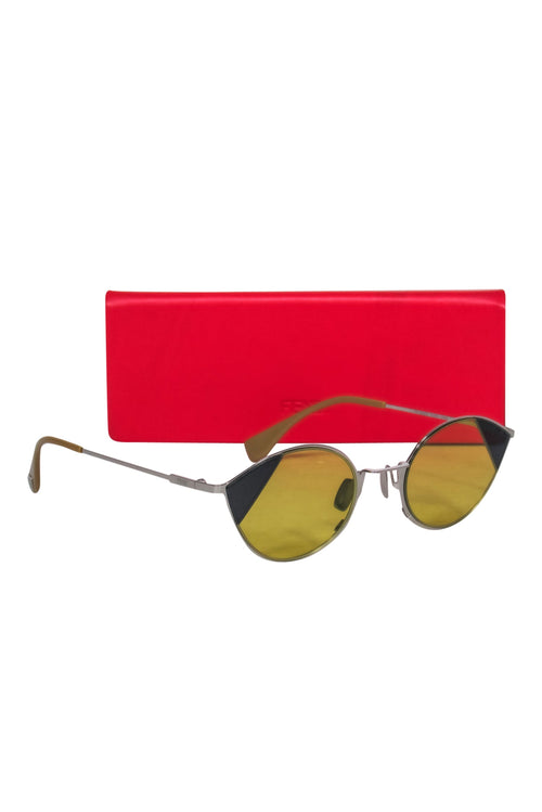 Fendi - Silver Cat Eye Sunglasses w/ Yellow Lenses