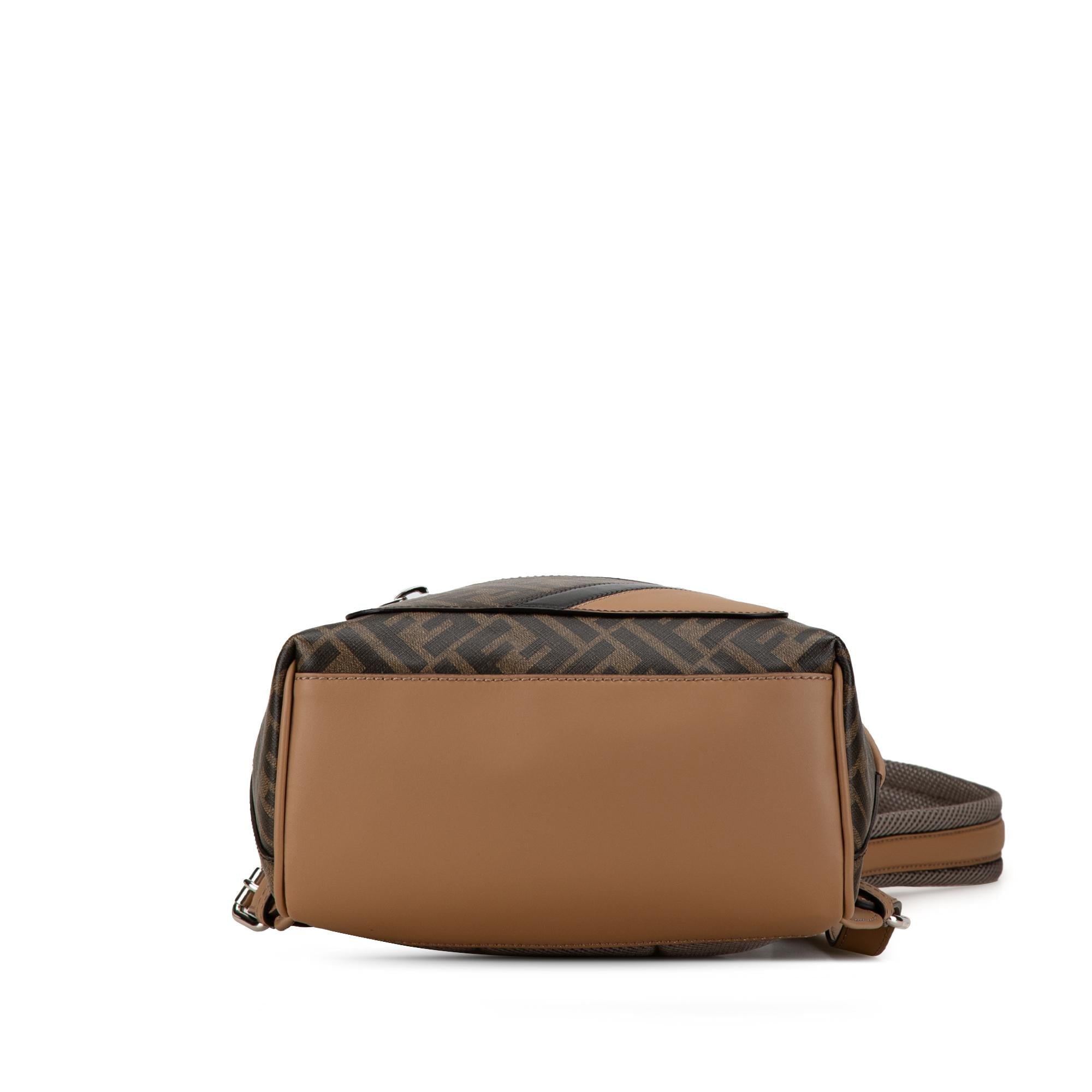 Fendi Small Zucca Coated Canvas Chiodo Diagonal Backpack (SHG-SOm720)