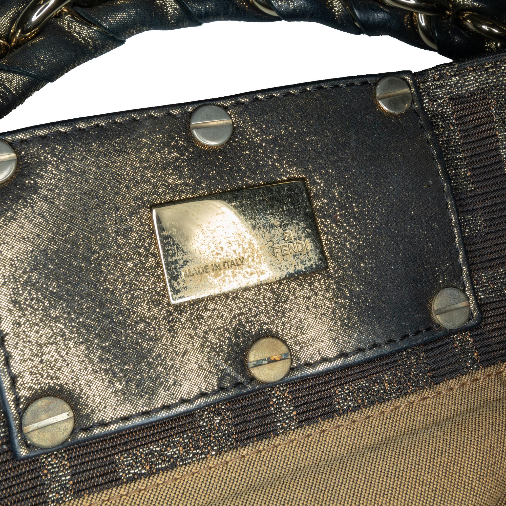 Fendi Small Zucca Metallic Canvas Mia Shoulder Bag (SHG-wJ2lNk)