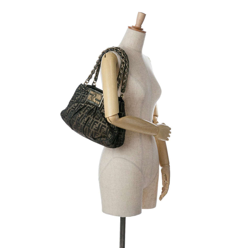 Fendi Small Zucca Metallic Canvas Mia Shoulder Bag (SHG-wJ2lNk)