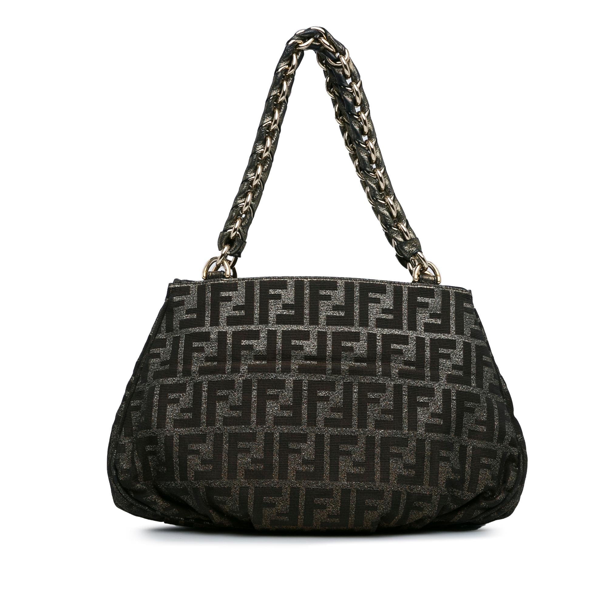 Fendi Small Zucca Metallic Canvas Mia Shoulder Bag (SHG-wJ2lNk)