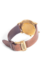 Fendi Snakeskin Leather Strap 24 Gold Plated  Watch Brown