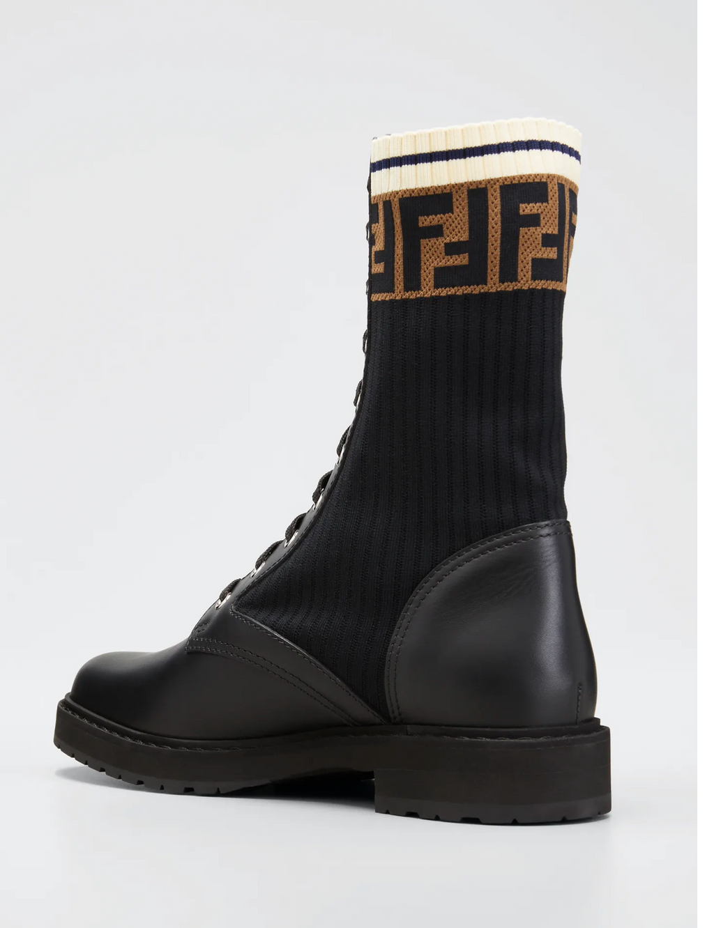 FENDI CALFSKIN STRETCH FABRIC ROCKOKO BIKER BOOTS