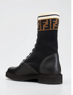FENDI CALFSKIN STRETCH FABRIC ROCKOKO BIKER BOOTS