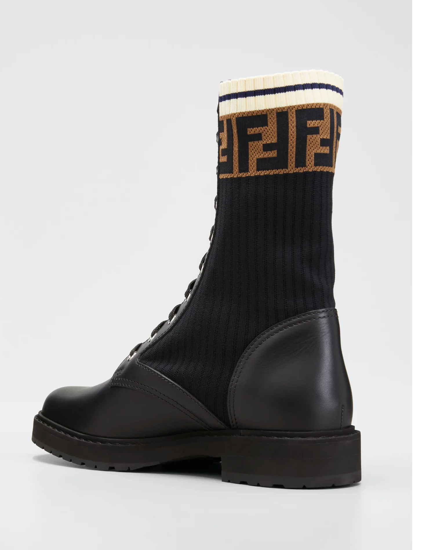 FENDI CALFSKIN STRETCH FABRIC ROCKOKO BIKER BOOTS
