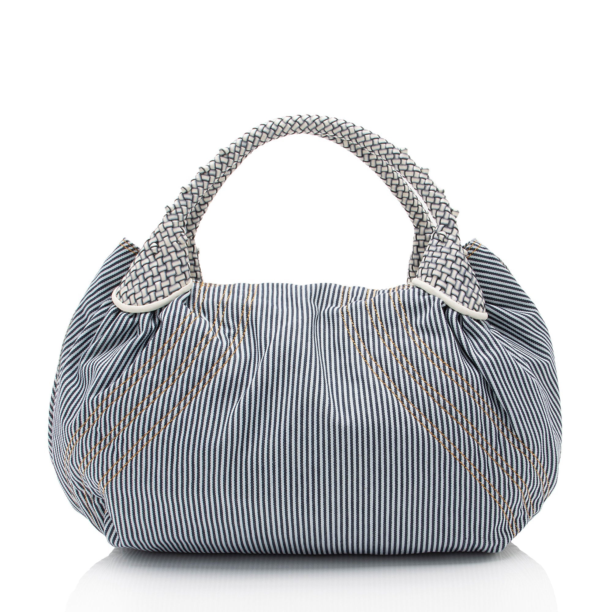 Fendi Striped Denim Spy Satchel (SHF-i8ZclG)