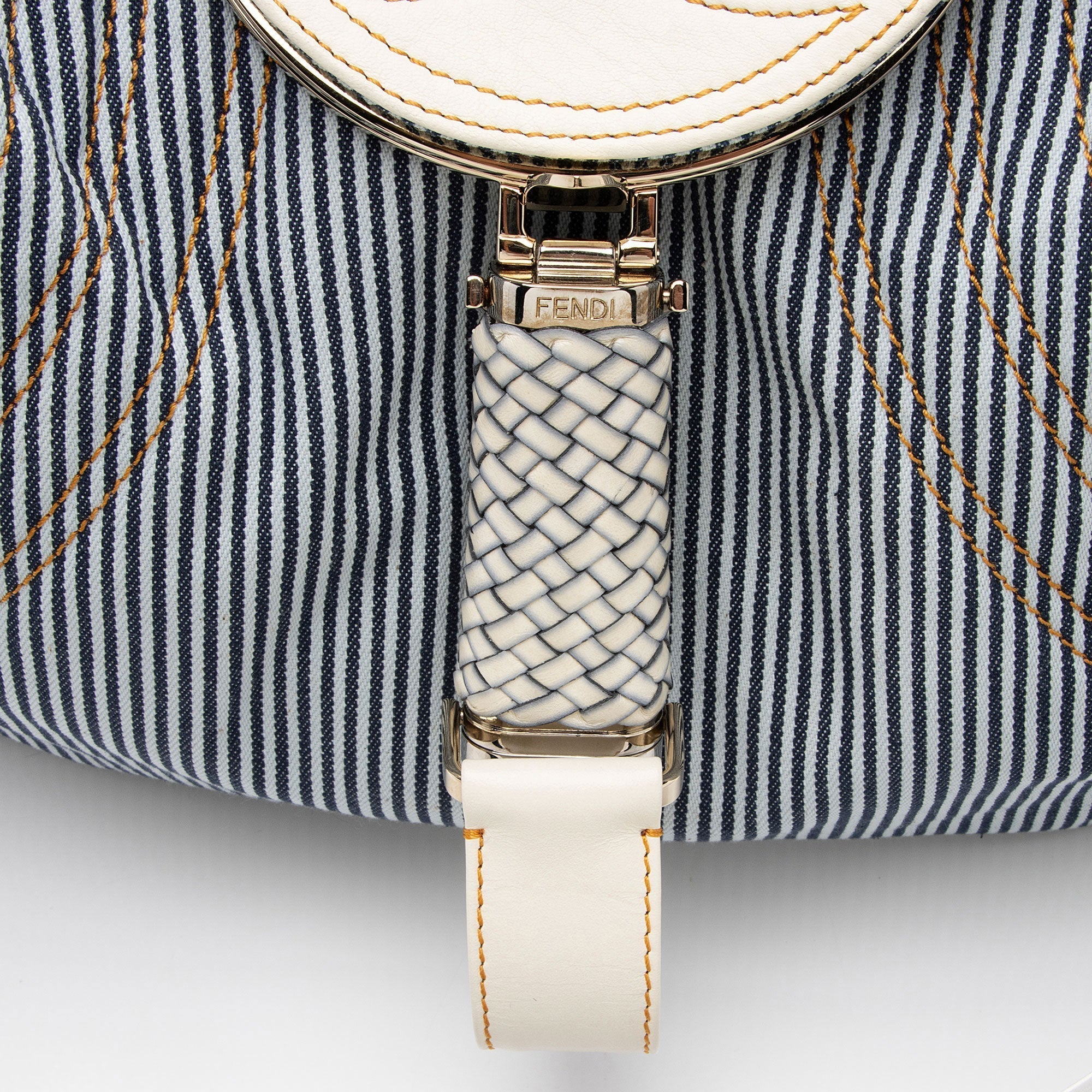 Fendi Striped Denim Spy Satchel (SHF-i8ZclG)