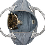 Fendi Striped Denim Spy Satchel (SHF-i8ZclG)