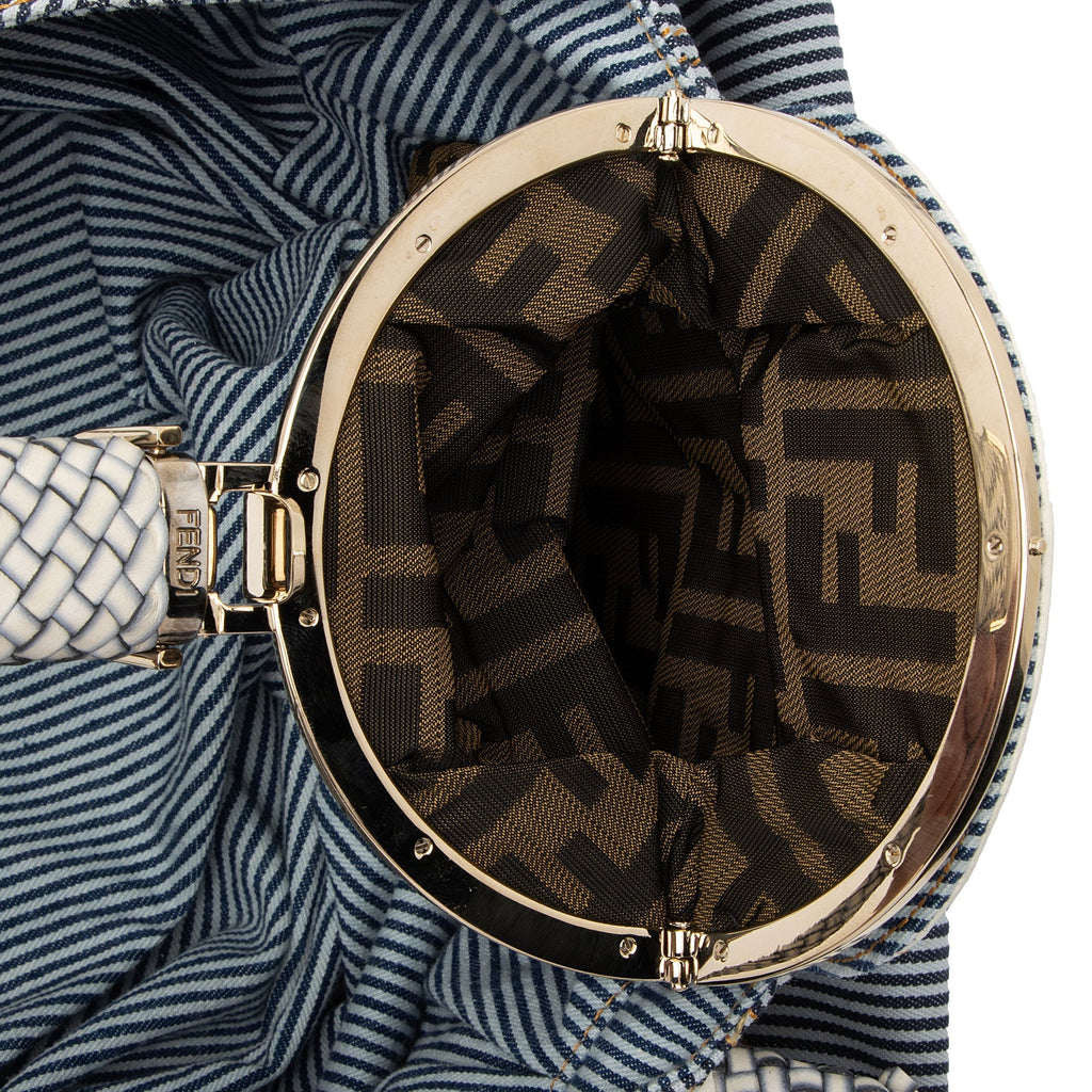 Fendi Striped Denim Spy Satchel (SHF-i8ZclG)