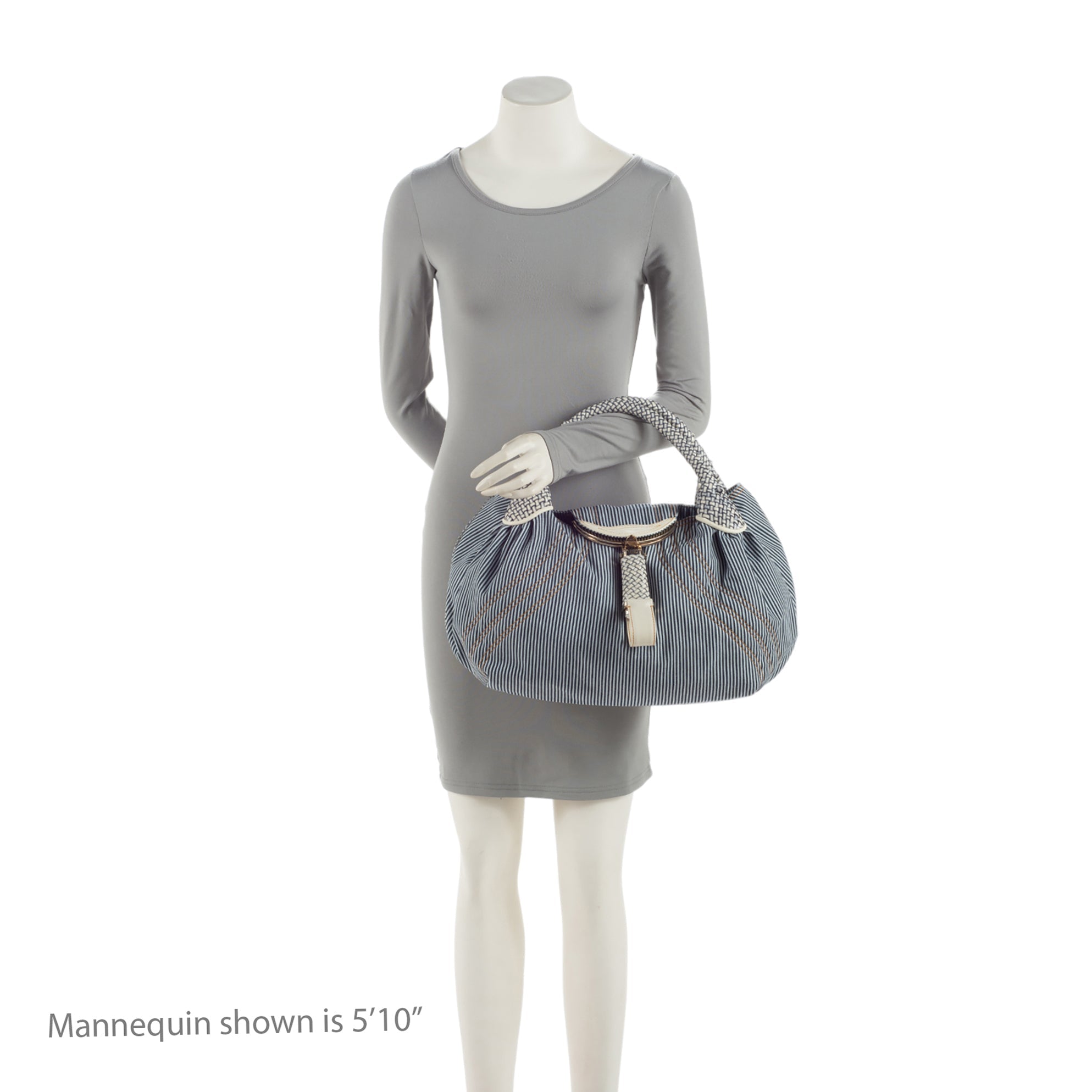 Fendi Striped Denim Spy Satchel (SHF-i8ZclG)