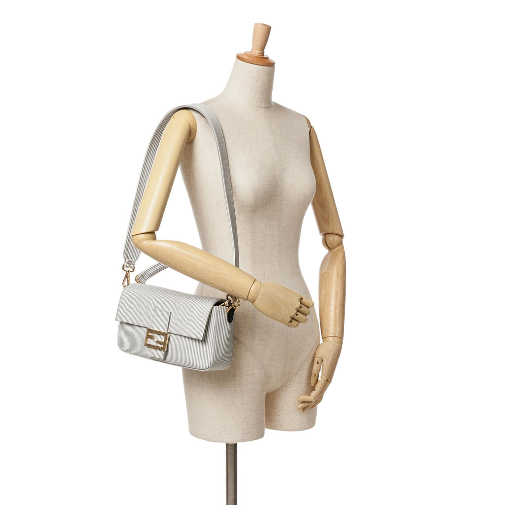 Fendi Striped Jersey Baguette Satchel (SHG-oGykQ5)