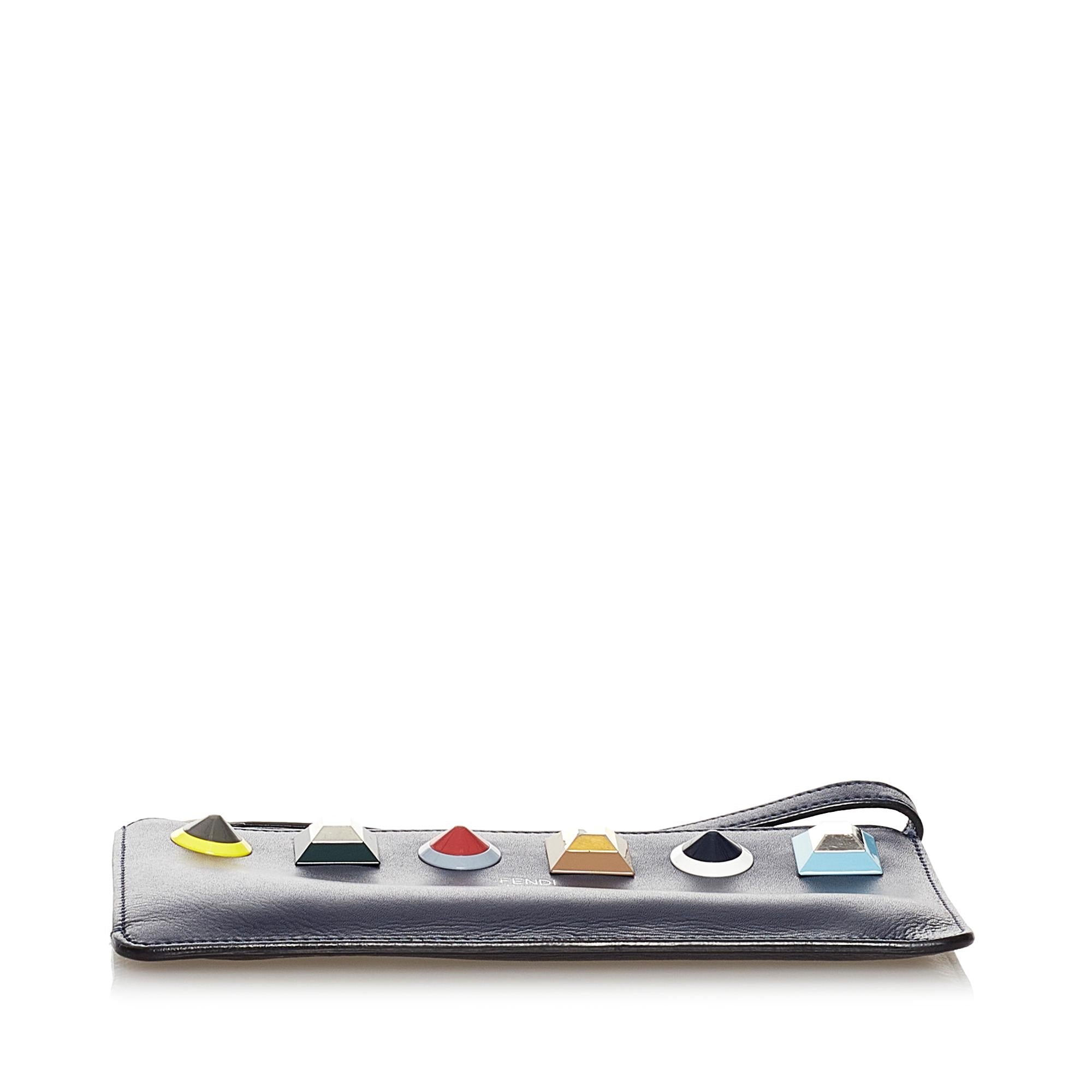 Fendi Studded Flat Leather Pouch (SHG-33758)