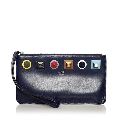 Fendi Studded Flat Leather Pouch (SHG-33758)