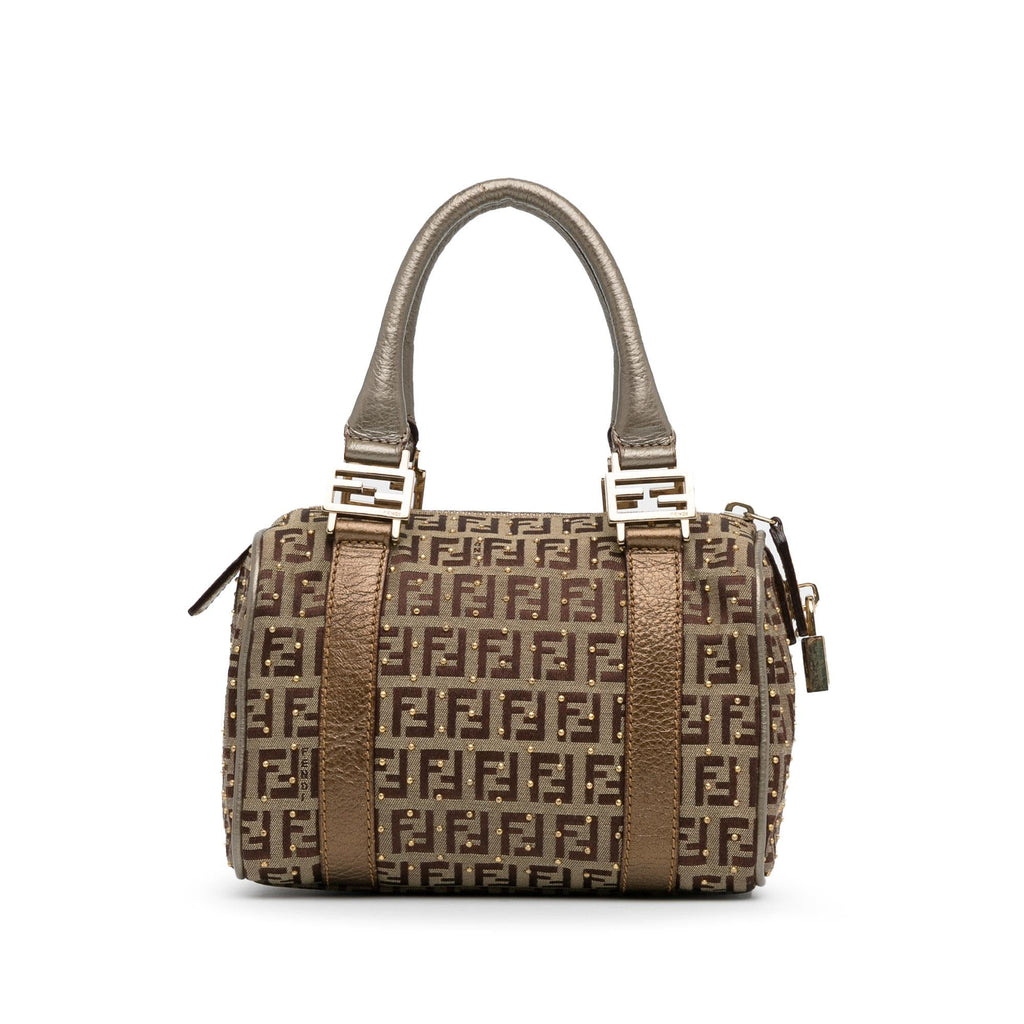 Fendi Studded Zucchino Boston Bag (SHG-q9Lttm)