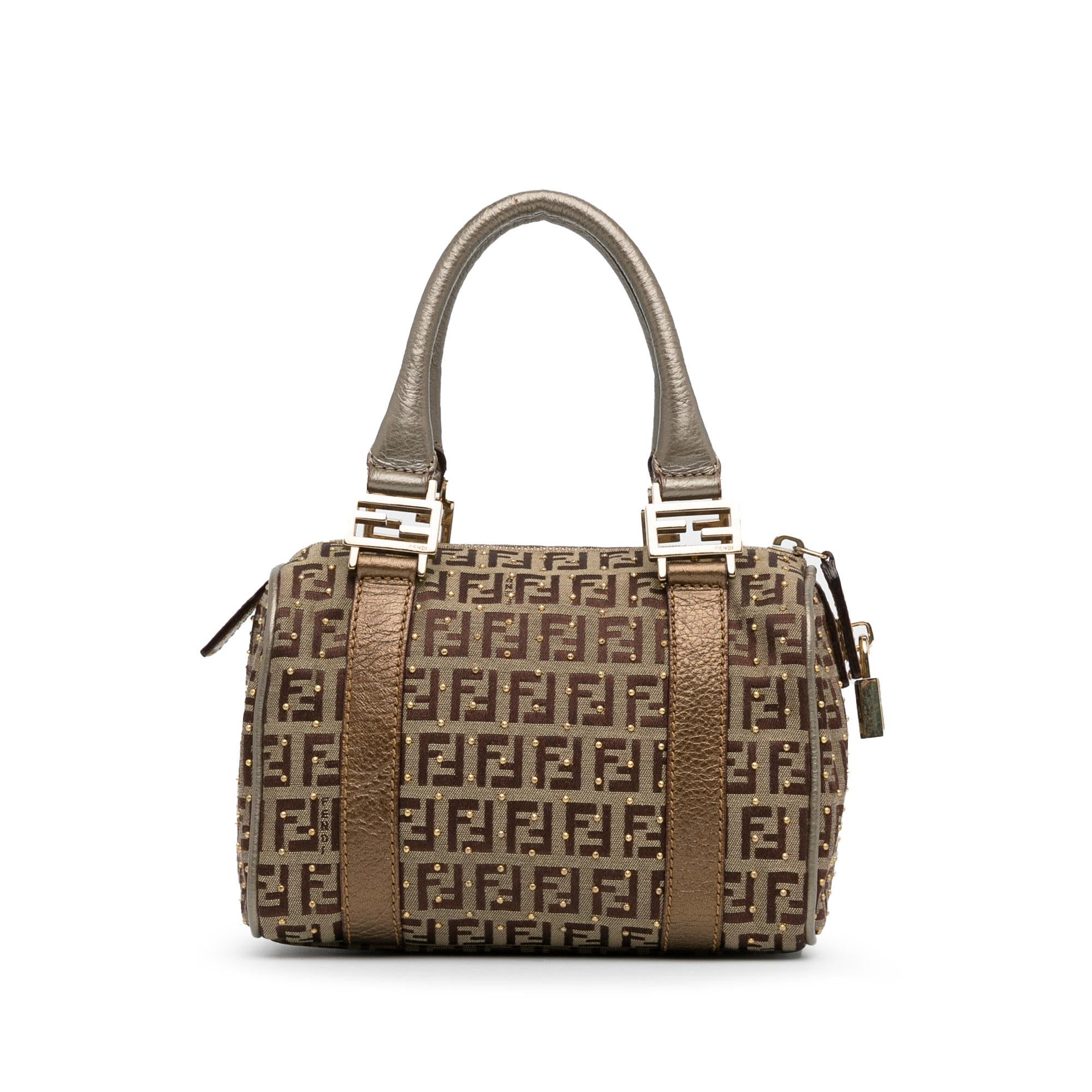 Fendi Studded Zucchino Boston Bag (SHG-q9Lttm)