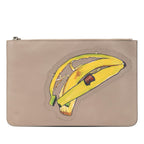 Fendi Sue Tilley Leather Banana Zip Clutch