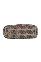 Fendi - Tan Monogram Print Convertible Satchel w/ Red Leather Trim