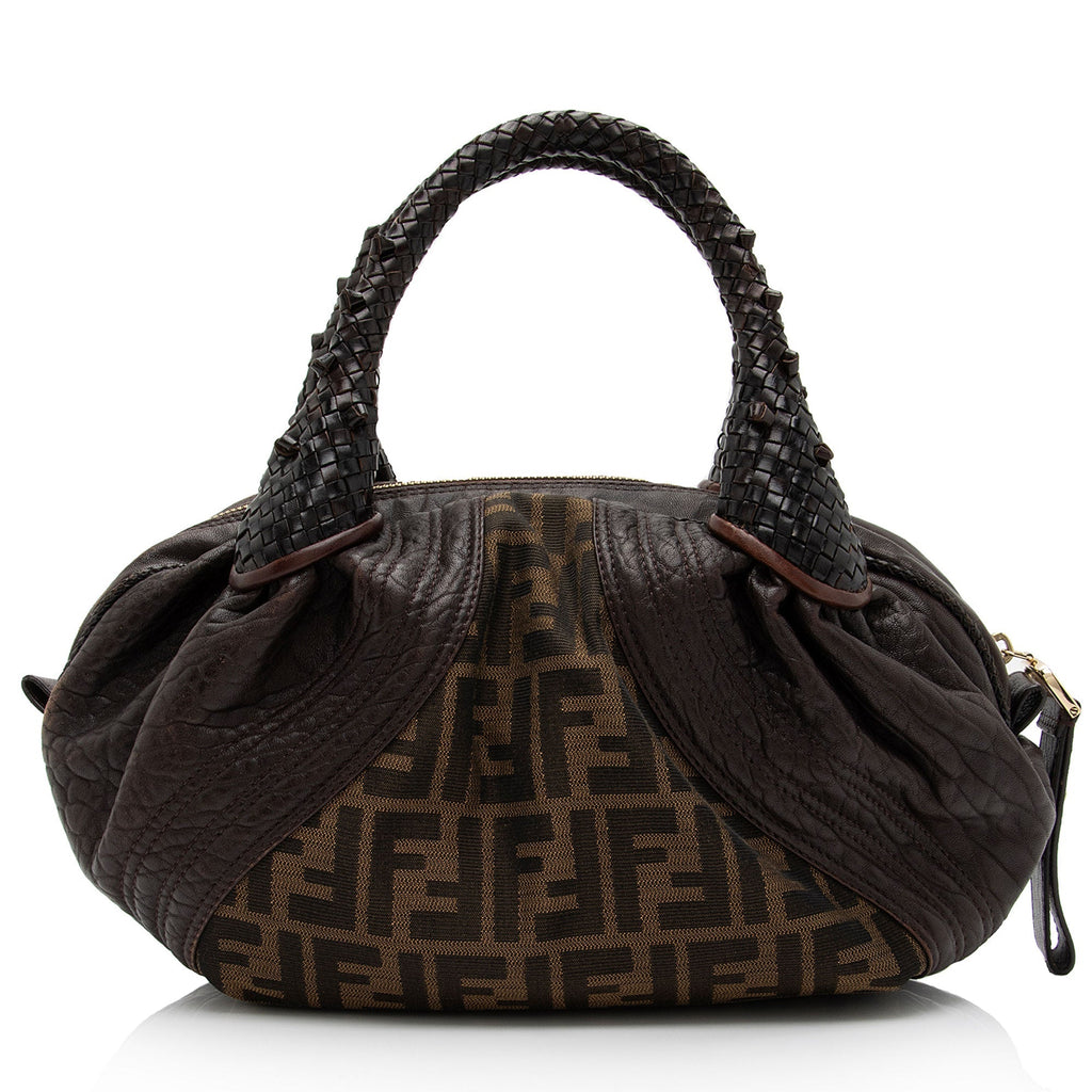 Fendi Tortuga Leather Zucca Spy Baby Satchel (SHF-FazHBh)