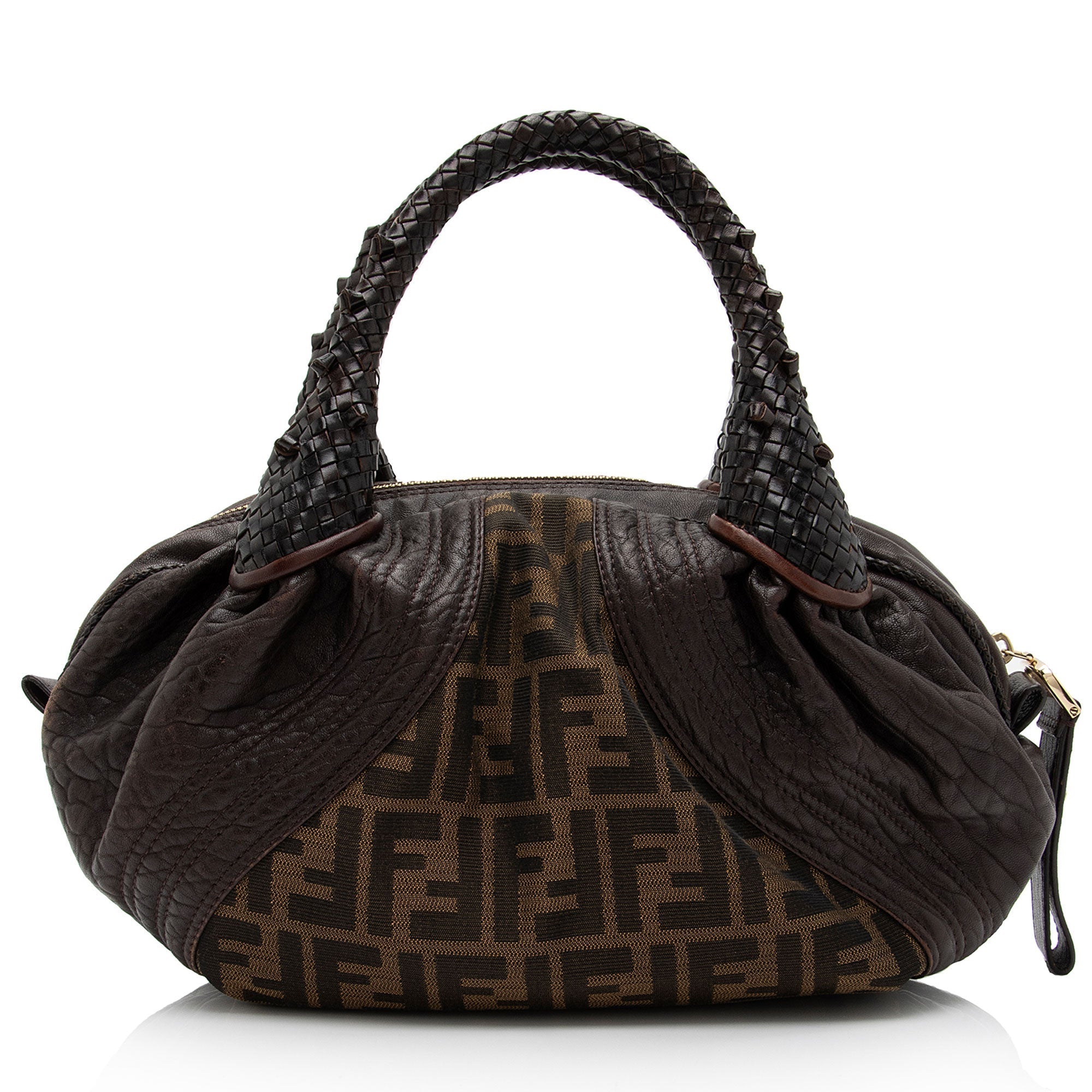 Fendi Tortuga Leather Zucca Spy Baby Satchel (SHF-FazHBh)