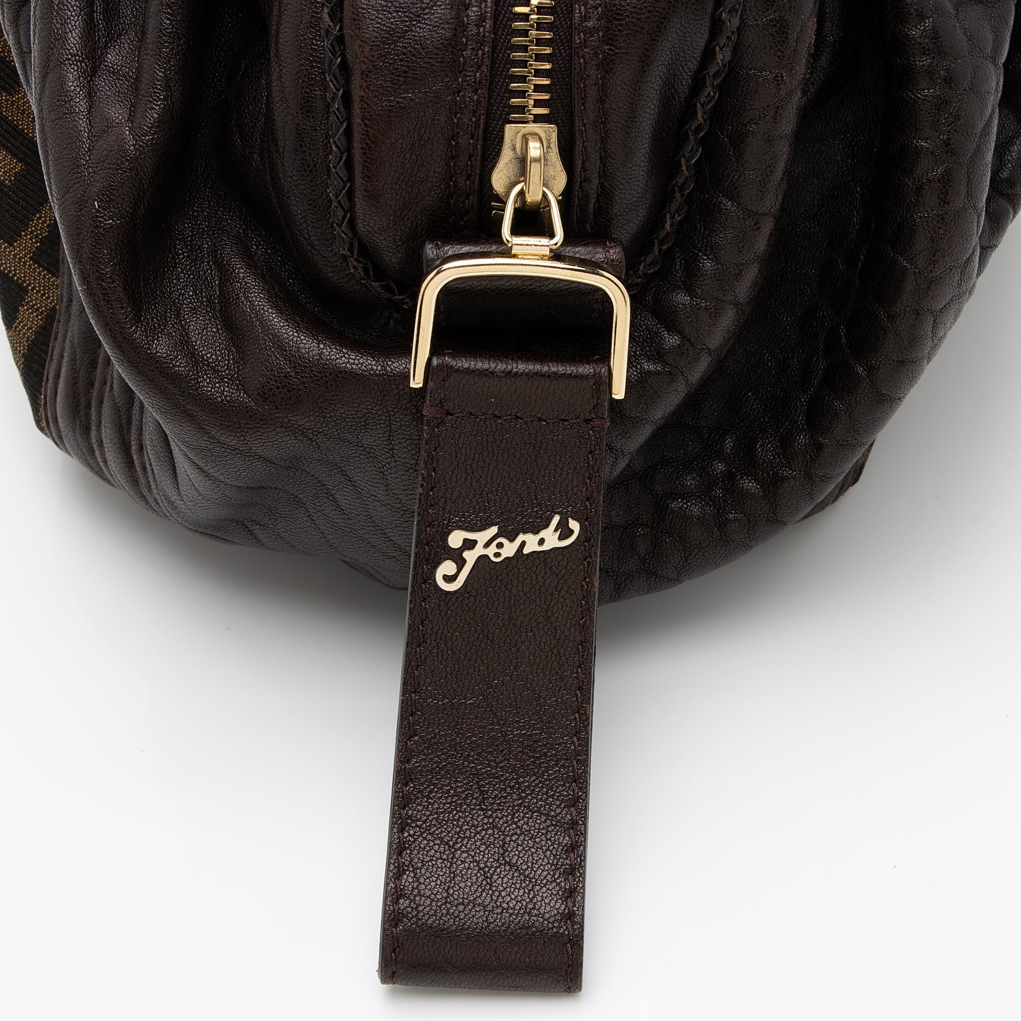 Fendi Tortuga Leather Zucca Spy Baby Satchel (SHF-FazHBh)