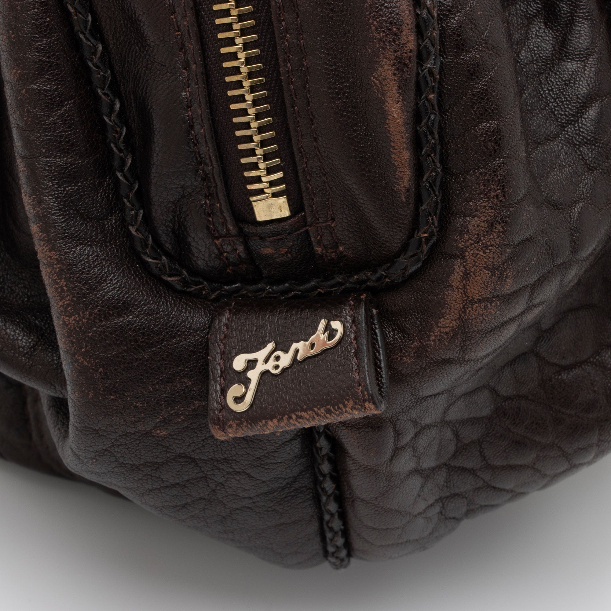 Fendi Tortuga Leather Zucca Spy Baby Satchel (SHF-FazHBh)