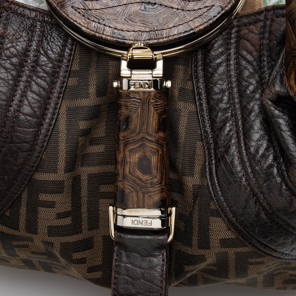 Fendi Tortuga Leather Zucca Spy Satchel (SHF-22711)